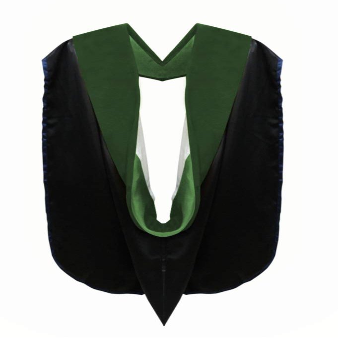 CLERKMANS Doctor of Medicine Graduation Hood, Velvet Doctoral Hood Graduation, Black & Green PHD Hood