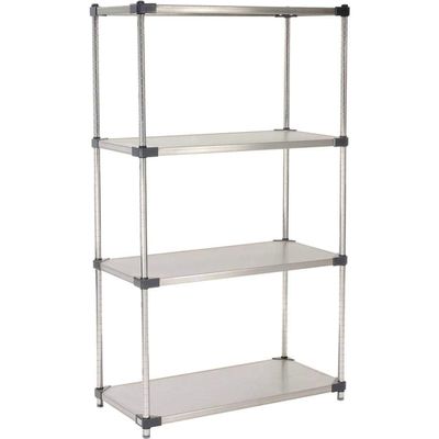 Nexel 5 Tier Solid Stainless Steel Shelving Starter Unit, 36" W x 24" D x 74" H