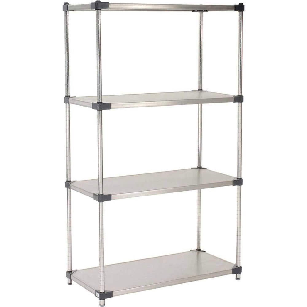 Nexel 5 Tier Solid Stainless Steel Shelving Starter Unit, 36" W x 24" D x 74" H