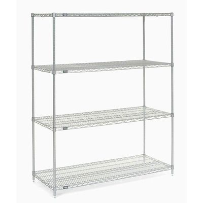 Nexel 5 Tier Chrome Wire Shelving Starter Unit, 72" W x 24" D x 63" H