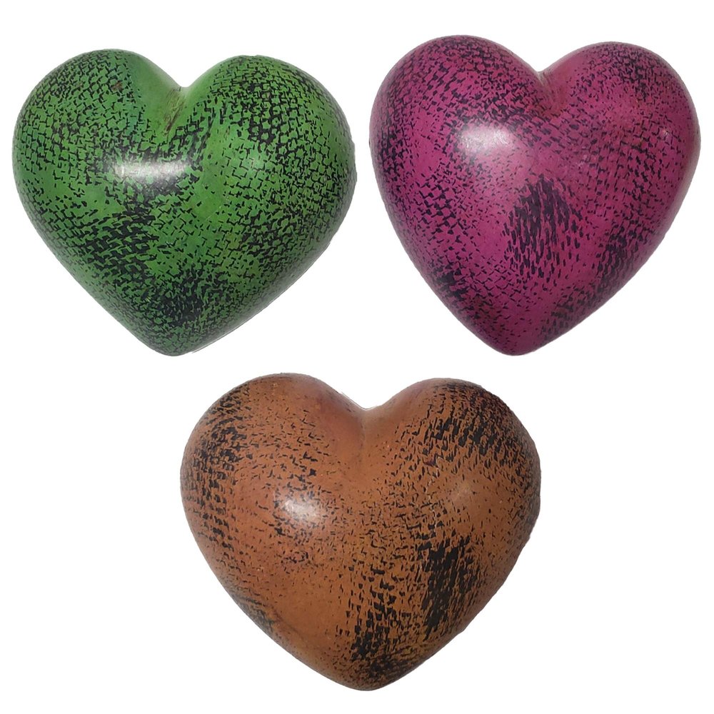 Love You My Friend Precious Hearts Hand Carved and Designs Etched By African Artisan. Valentine Mothers Day Bowl Vase Filler Mix Colors Set 3 (Medium, Mix Color)