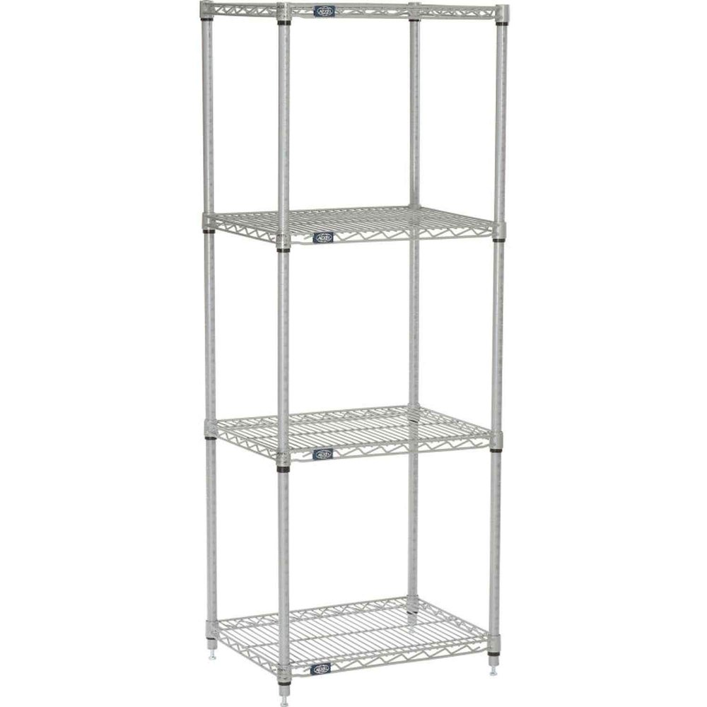 Nexel 5 Tier Silver Epoxy Wire Shelving Starter Unit, 30" W x 24" D x 86" H