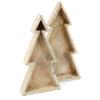 AuldHome Design Wooden Christmas Tree Trays (Nested Set of 2, Natural), Distressed Rustic Farmhouse Style Holiday Christmas Serving Decorative Platters view 1