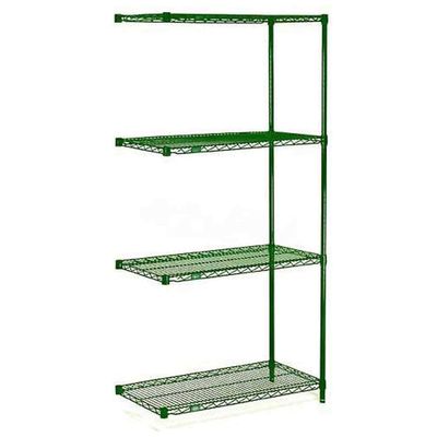 Nexel 5 Tier Wire Shelving Add-On Unit, 36" W x 21" D x 63" H, Green Epoxy Finish