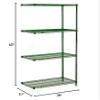 Nexel 5 Tier Wire Shelving Add-On Unit, 36" W x 21" D x 63" H, Green Epoxy Finish view 2