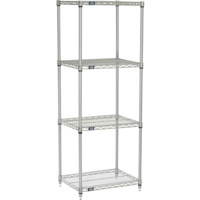 Nexel 5 Tier Silver Epoxy Wire Shelving Starter Unit, 30" W x 24" D x 63" H