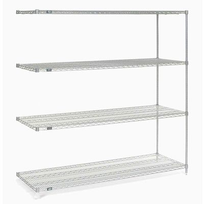 Nexel 5 Tier Stainless Steel Wire Shelving Add-On Unit, 72" W x 18" D x 63" H