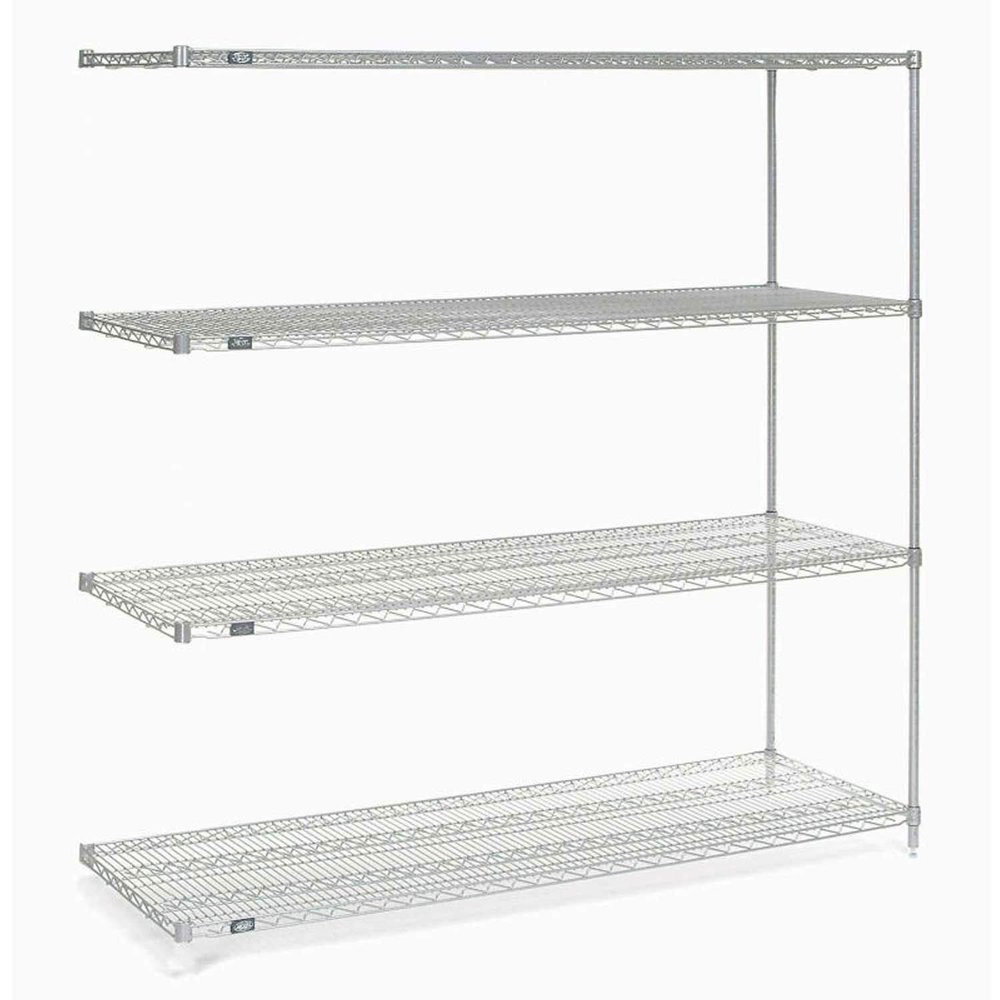 Nexel 5 Tier Stainless Steel Wire Shelving Add-On Unit, 72" W x 18" D x 63" H