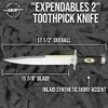 Gil Hibben Expendables II Toothpick with Sheath | 3Cr13 Stainless Steel Blade | Classic Hardwood Handle | Inlaid Synthetic Ivory Accent | Great Knife for Collectors | 17 1/2" Overall Length view 2