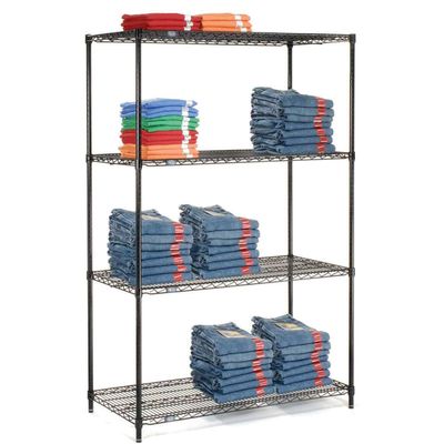 Nexel 5 Tier Black Epoxy Wire Shelving Starter Unit, 42" W x 21" D x 74" H