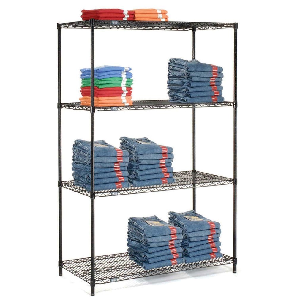 Nexel 5 Tier Black Epoxy Wire Shelving Starter Unit, 42" W x 21" D x 74" H