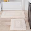 2 Piece Extra Soft Cotton Plush Bath Rug 35x22 Oversized, Beautiful Solid Color Textured Shaggy Touch Non-Slip Ivory Cream Bathroom Rugs 25x18 Regular-Size, Reversible Feel Cozy Comfy Washable Rug Set view 1