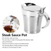 17 Oz/500ml Gravy Boat, Stainless Steel Insulated Double Wall Gravy Warmer Sauce Jug Pourer Pitcher with Hinged Lid for Home and Kitchen Gravy or Cream view 2