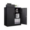 STANI Metal Storage Cabinet with 2 Adjustable Shelves, Steel Counter Cabinet with Lockable Doors for Home Office (Black) view 1