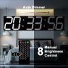CHKOSDA Digital Wall Clock, Oversize Led Digital Clock with Auto Dimmer, Huge Countdown Timer with Remote Control, 27" Wide Led Display, 6 Digits, Wall Mount, Date and Temperature (White) view 3