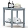 Bamfan Bamboo Corner Shower Bench Waterproof Stool with Space-Efficient Storage Shelf - Shower Stool Seat for Indoor or Outdoor Use(Bluish Grey) view 1