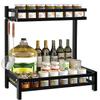 KINHON 2-Tier Stainless Steel Spice Rack, Black, 14.1"L x 9.3"W x 16.2"H view 1
