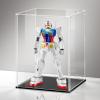 LASOA 6x6x8 in Acrylic Display Case, 2.0mm Thick Dustproof Display Box with Glossy Black Base & LED Light, UV-Resistant Showcase for Action Figures and Collectibles view 1