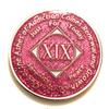 19 Year NA Bling Medallion - Pink, Sparkle, Glitter, Chip, Coin, Token view 1