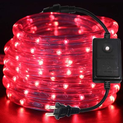 XUNATA LED Rope Lights, 1/2" LED Strip Lights, 1645ft/50m AC 110-130V Water Resistant Tube Light with 8 Flickering/Fading Modes,Connectable, Suitable for Indoor & Outdoor Use(Red)