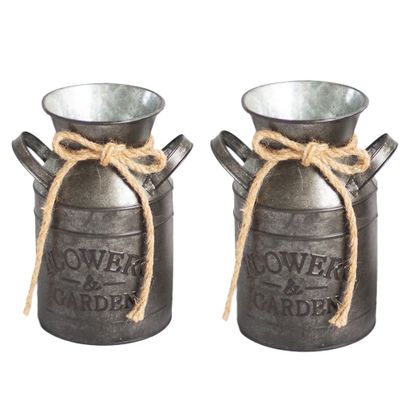 Cabilock Galvanized Flower Bucket Vintage Style Silver Room Decor Multifunctional Pot Flower Container