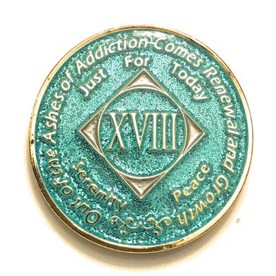 18 Year NA Bling Medallion - Blue, Aqua, Turquoise, Sparkle, Glitter, Chip, Coin, Token