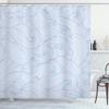 Ambesonne Ocean Shower Curtain, Abstract Pattern Waves and Cloud Fashion Modern Style Work of Art, Cloth Fabric Bathroom Decor Set with Hooks, 69" W x 75" L, Pale Blue view 1