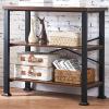 HOMBAZAAR 3 Tier Bookshelf,Rustic Brown Industrial Book Shelf,Engineered Wood and Metal Deep Bookcases,Low Shelf Bookcase for Living Room,Office,Bedroom and Kitchen view 1