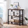 HOMBAZAAR 3 Tier Bookshelf,Rustic Brown Industrial Book Shelf,Engineered Wood and Metal Deep Bookcases,Low Shelf Bookcase for Living Room,Office,Bedroom and Kitchen view 4