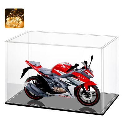 LASOA Acrylic Display Case  Display Box for Collectibles, Figures, Memorabilia, Clear Showcase with Black Base, Self-Assembly Display Container, 14x8x8.3inch
