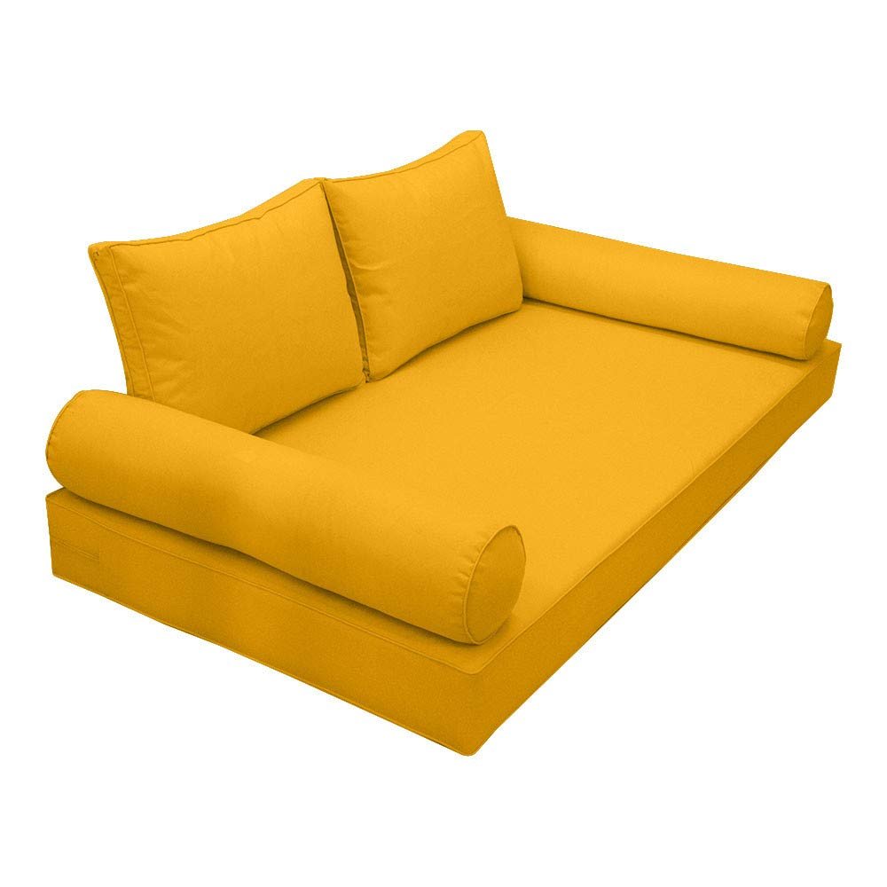 Prolinemax |SLIPCOVER ONLY|S1 Outdoor Daybed Mattress Bolster Backrest Cushion Covers Piped Trim Twin AD108