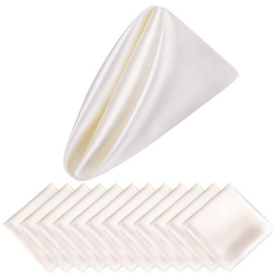 Aneco 12 Pieces Satin Napkin Square 20 x 20 Inches Dinner Napkins Weddings Party Napkin Soft Table Napkins for Romantic Weddings Party Dinner Decoration (Ivory)