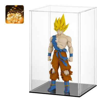 LASOA Acrylic Display Case, Display Box for Collectibles, Figures, Memorabilia, Clear Showcase with Black Base, Self-Assembly Display Container, 5.5x5.5x9.5inch