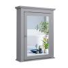 GLACER Bathroom Mirror Cabinet, Wall Mounted Storage Cabinet with Mirror Door and Adjustable Shelf, Mirrored Medicine Cabinet for Bathroom, Living Room, Cloakroom, 22 x 6 x 27.5 inches (Grey) view 1