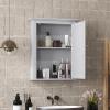 GLACER Bathroom Mirror Cabinet, Wall Mounted Storage Cabinet with Mirror Door and Adjustable Shelf, Mirrored Medicine Cabinet for Bathroom, Living Room, Cloakroom, 22 x 6 x 27.5 inches (Grey) view 4