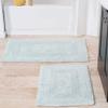 2 Piece Extra Soft Cotton Plush Bath Rug 35x22 Oversized, Beautiful Solid Color Textured Shaggy Touch Non-Slip Seafoam Blue Bathroom Rugs 25x18 Regular-Size Reversible Feel Cozy Comfy Washable Rug Set view 1
