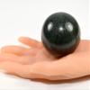 2.3" Deep Green Moss Agate Sphere Natural Mineral Ball Polished Crystal Decor Stone - India + Stand view 4