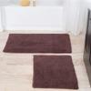 2 Piece Extra Soft Cotton Plush Bath Rug 35x22 Oversized, Beautiful Solid Color Textured Shaggy Touch Chocolate Brown Bathroom Rugs 25x18 Regular-Size, Reversible Feel Cozy Comfy Non-Slip Washable Rug view 1