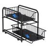 AIYAKA Pull-out Cabinet Organizer, Stackable 2-tier Under Sink Rack, with Sliding Storage Drawer for Pantry, and Desktop, for Bathroom, Kitchen, Office, Black view 3
