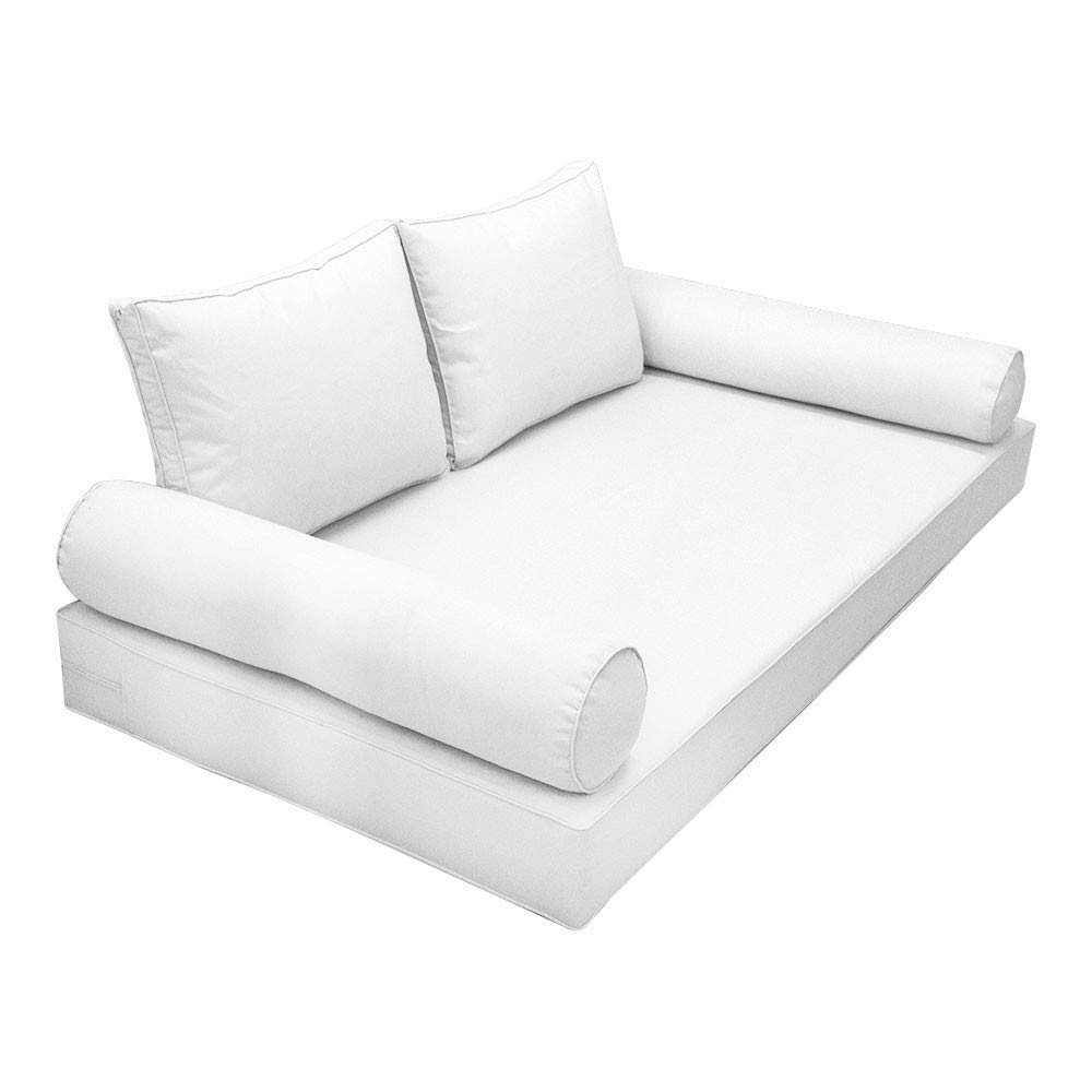 Prolinemax |SLIPCOVER ONLY|S1 Outdoor Daybed Mattress Bolster Backrest Cushion Covers Piped Trim Full AD106