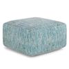 SIMPLIHOME Nate Square Pouf - 20 inch Wide Upholstered Handwoven Cotton Ottoman in Patterned Teal Melange, Boho Footstool or Extra Seating for Living Room with Artisanal Texture, Assembled view 1