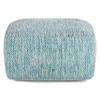 SIMPLIHOME Nate Square Pouf - 20 inch Wide Upholstered Handwoven Cotton Ottoman in Patterned Teal Melange, Boho Footstool or Extra Seating for Living Room with Artisanal Texture, Assembled view 4