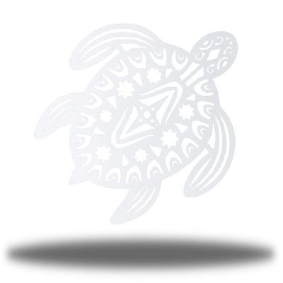 Riverside Designs Sea Turtle Coastal Beach Metal Art Wall Decor | Heavy-duty and Waterproof | Made in USA (36", White)