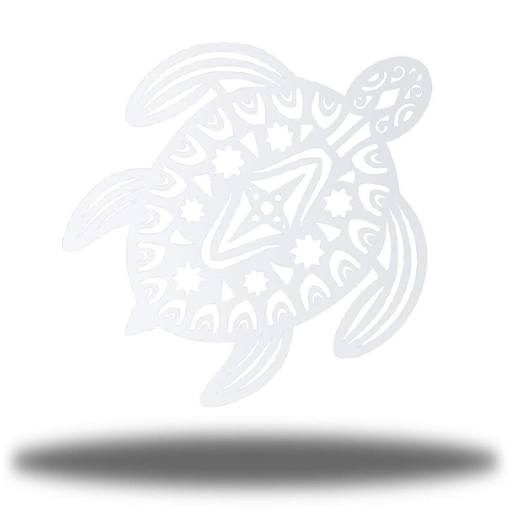 Riverside Designs Sea Turtle Coastal Beach Metal Art Wall Decor | Heavy-duty and Waterproof | Made in USA (36", White)