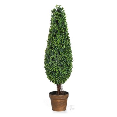 A&B Home 35" Artificial Spiral Boxwood Topiary Tree Potted Indoor or Outdoor House Decoration
