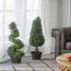 A&B Home 35" Artificial Spiral Boxwood Topiary Tree Potted Indoor or Outdoor House Decoration view 3