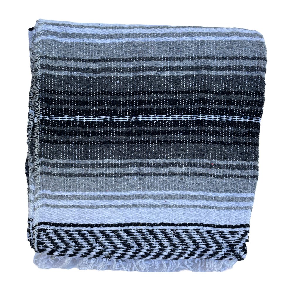 Authentic Mexican Falsa Blanket Perfect for Yoga,Beach, Camping,Picnic, Car seat Cover, Home Throw Decor(Gray/Black/White)