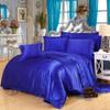 Silk Satin Sheets Set | Silk Satin Sheets Set California Queen | California Queen Sheets Set Royal Blue | Silk Fitted Sheet 18 Inch Deep Pocket | 7 Pc Bedding Set | Sheet Set with Duvet Set. view 1