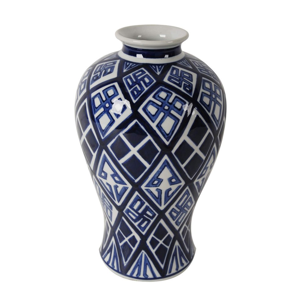 A&B Home 13" Porcelain Blue and White Tall Vase Hand Painted Glazed Ceramic Jar Home Decoration Asian Decor Centerpiece Urn
