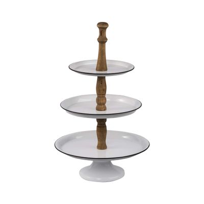 A&B Home Metal 3 Tier High Tea White Decoration Metal Catering Party Tray Display Stand for Kitchen Dining Room D 14" x 23.5"